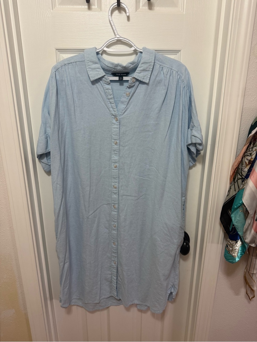 Well Worn Light Blue Midi Shirt Dress
